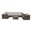 Living Source International 7-Piece Rattan Sectional Set with Cushions in Brown