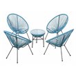 Living Source International 5-Piece Metal & Wicker Outdoor Set in Turquoise