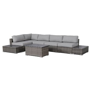 Living Source International 8-piece Rattan Sectional Set plus Cushions in Gray