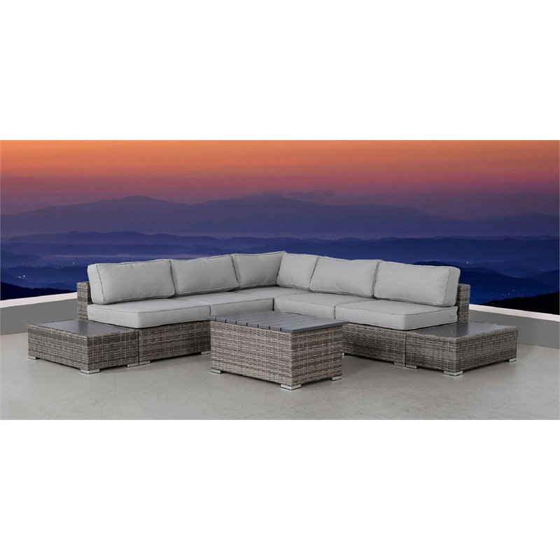 Living Source International 8-piece Sectional Set w/Plush Cushions in Gray