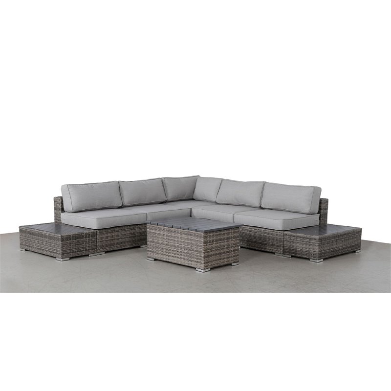 Living Source International 8-piece Sectional Set w/Plush Cushions in Gray