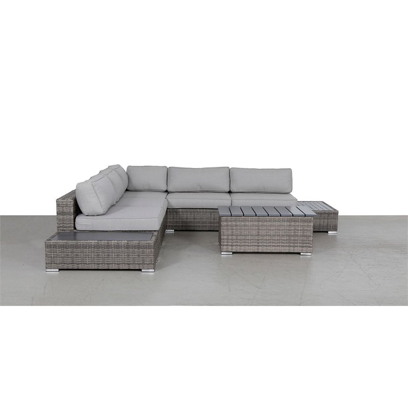 Living Source International 8-piece Sectional Set w/Plush Cushions in Gray