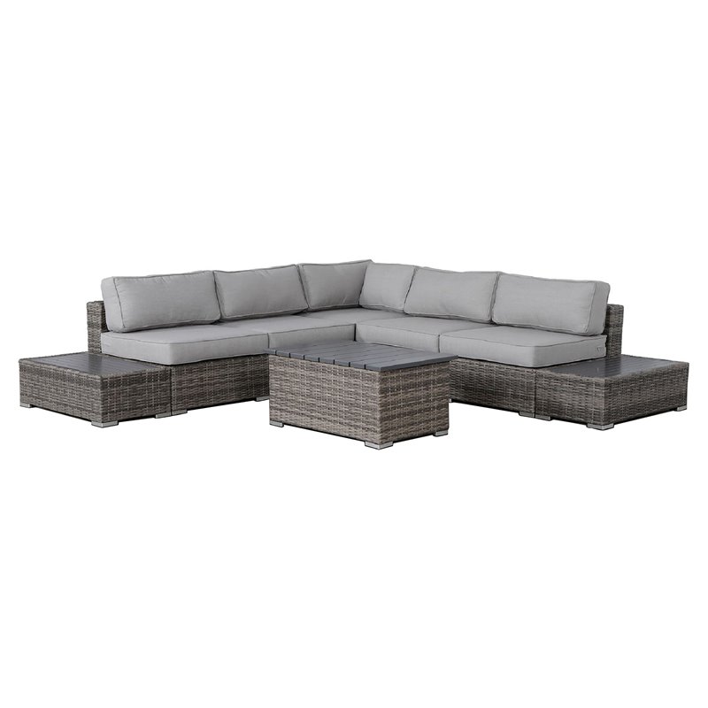 Living Source International 8-piece Sectional Set w/Plush Cushions in Gray
