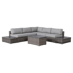 Living Source International 8-piece Sectional Set w/Plush Cushions in Gray