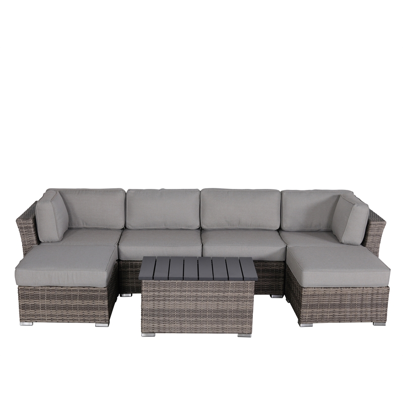 Living Source International 7-Piece Wicker / Rattan Sectional Set in Gray
