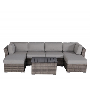 Living Source International 7-Piece Wicker / Rattan Sectional Set in Gray