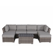 Living Source International 7-Piece Wicker / Rattan Sectional Set in Gray