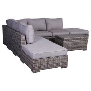 Living Source International 8-Piece Wicker Sectional Set with Cushions in Gray