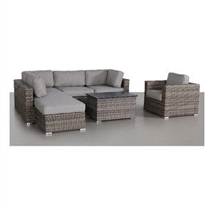 Living Source International 7-PC Wicker / Rattan Sectional Set w/Cushion in Gray