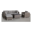 Living Source International 7-PC Wicker / Rattan Sectional Set w/Cushion in Gray