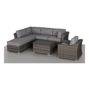 Living Source International 7-Piece Wicker / Rattan Sectional Set in Gray