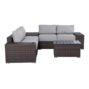 Living Source International 8-Piece Sectional Set with  Cushion - Brown