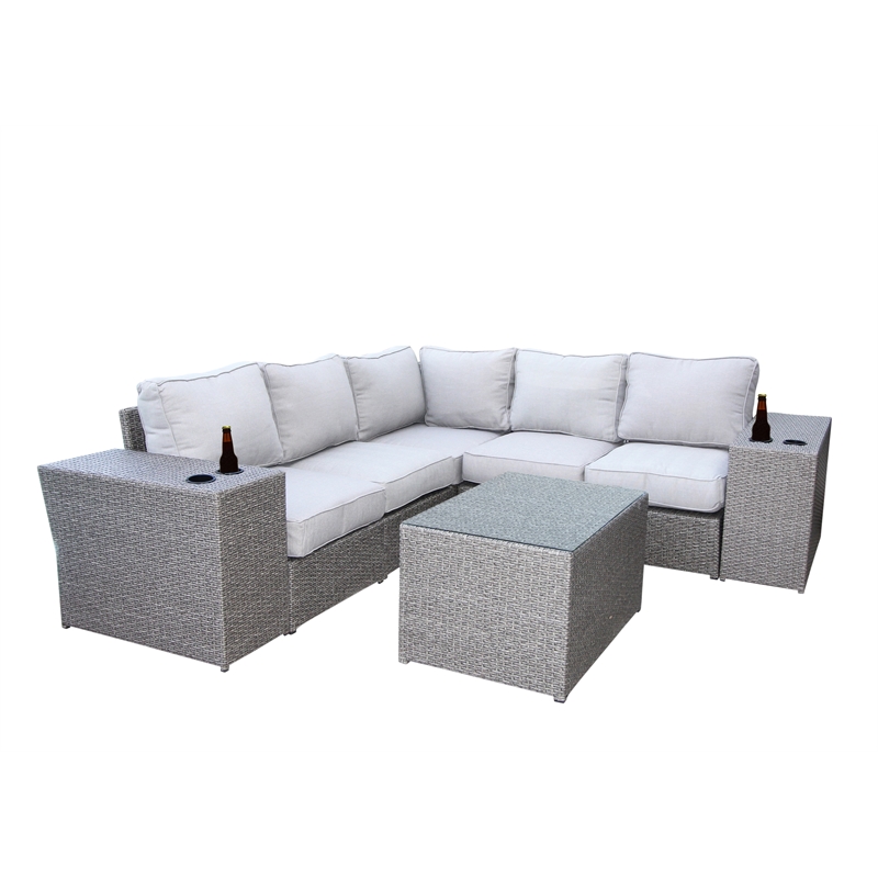 Living Source 8-piece Wicker / Rattan Sectional Set with Cushions in Gray