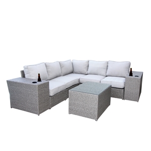 Living Source 8-piece Wicker / Rattan Sectional Set with Cushions in Gray