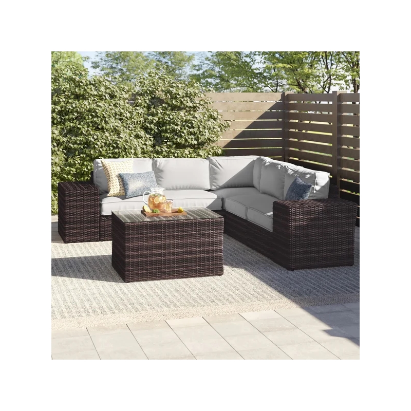 Living Source 8-piece Wicker / Rattan Sectional Set with Cushions in Gray