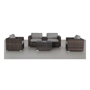 Living Source International 6-Piece Wicker / Rattan Sectional Set in Espresso