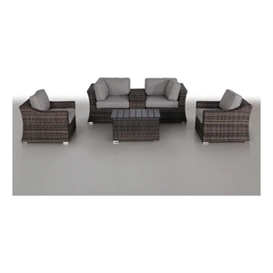 Living Source International 6-Piece Wicker / Rattan Sectional Set in Espresso