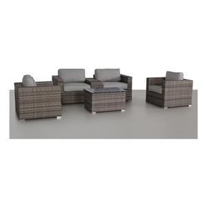Living Source International 6-Piece Wicker / Rattan Sectional Set in Gray