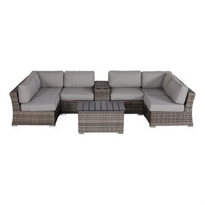 Living Source International 8-Piece Wicker / Rattan Sectional Set in Gray Finish