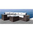 Living Source International 8-piece Rattan Sectional Set w/Cushions - Espresso