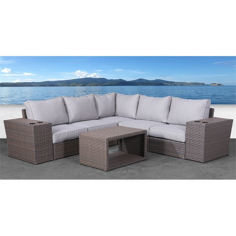 Living Source International 8-piece Sectional Set w/Cushions in Light Brown
