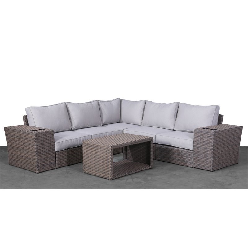 Living Source International 8-piece Sectional Set w/Cushions in Light Brown