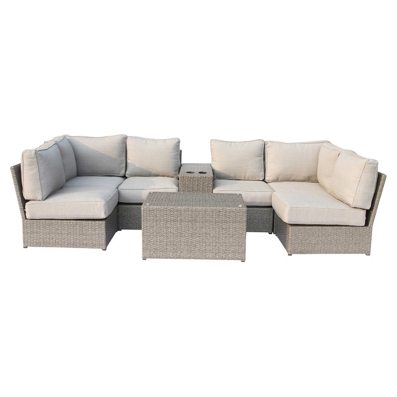Living Source International 8-Piece Outdoor Conversation Set with Cushion - Gray