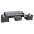 Living Source International 7-Piece Rattan Sectional Set with Cushion - Espresso