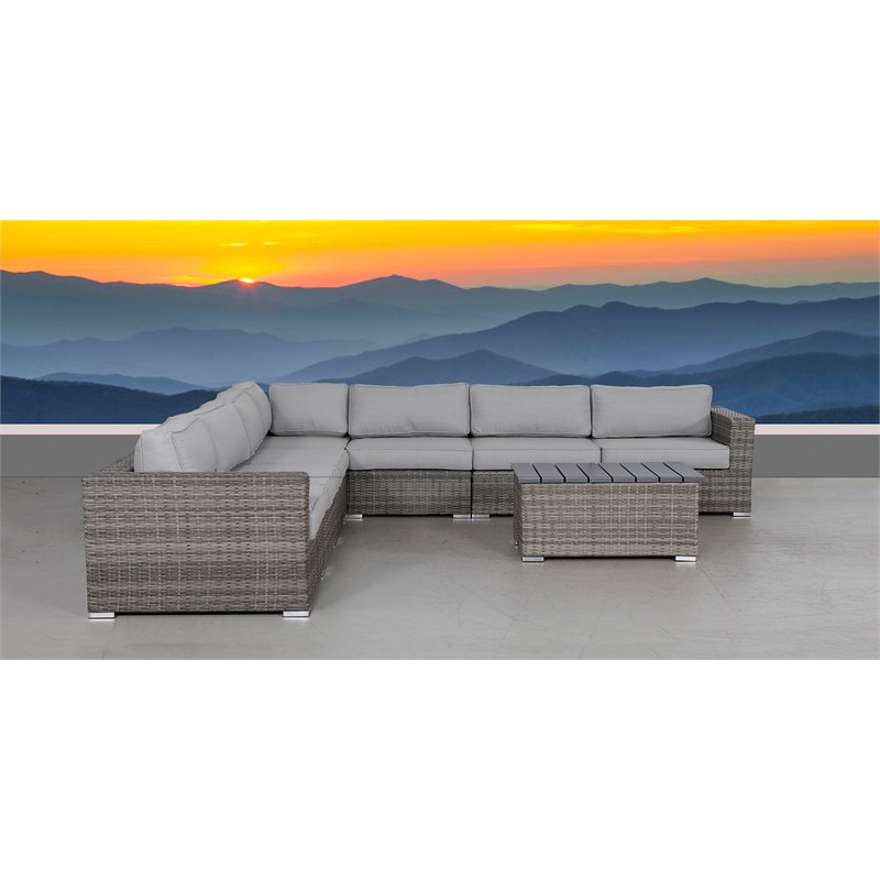 Living Source International 8-piece Sectional Set plus Plush Cushions in Gray