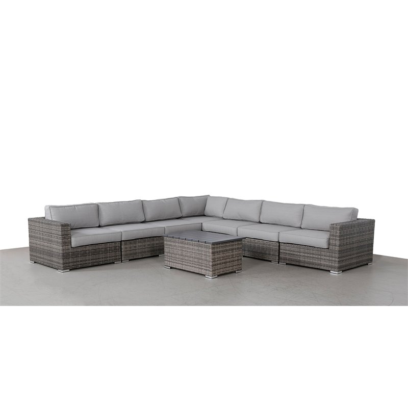 Living Source International 8-piece Sectional Set plus Plush Cushions in Gray