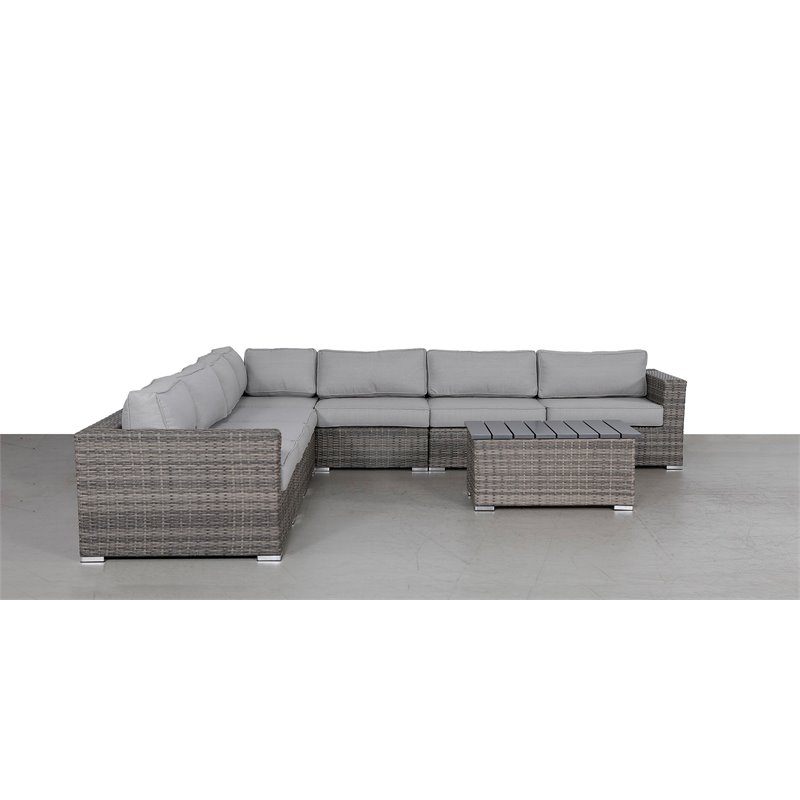 Living Source International 8-piece Sectional Set plus Plush Cushions in Gray