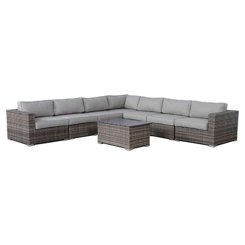 Living Source International 8-piece Sectional Set plus Plush Cushions in Gray