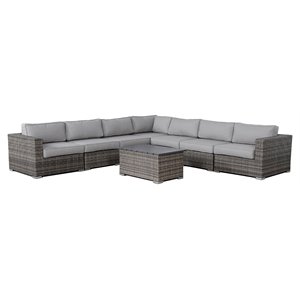 Living Source International 8-piece Sectional Set plus Plush Cushions in Gray