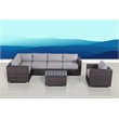 Living Source International Rattan Sectional Set w/ Cushions in Brown