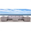 Living Source International 7-piece Wicker Sectional Set with Long Sofa in Gray