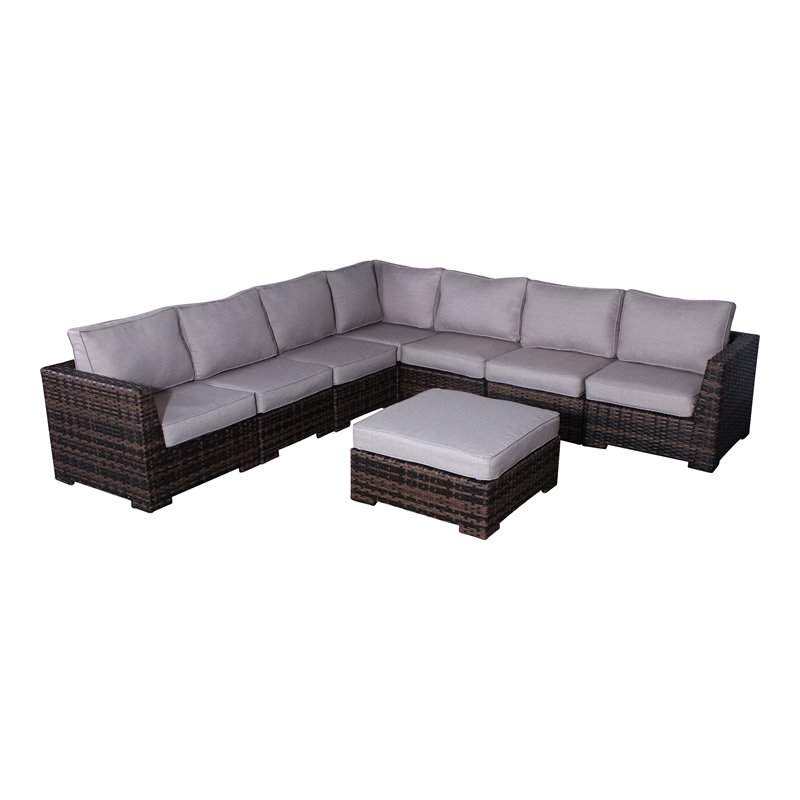 Living Source International 8-Piece Modular Sectional Set w/Cushions - Espresso