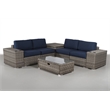 Living Source Intl 8-piece Wicker / Rattan Sectional Set w/ Cushions in Navy