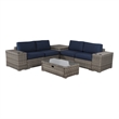 Living Source Intl 8-piece Wicker / Rattan Sectional Set w/ Cushions in Navy