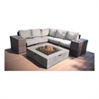 Living Source 8-Piece Wicker / Rattan Sectional Set w/ Firepit in Espresso
