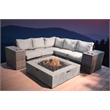 Living Source 8-Piece Wicker / Rattan Sectional Set w/ Firepit in Espresso
