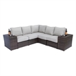 Living Source 8-Piece Wicker / Rattan Sectional Set w/ Firepit in Espresso