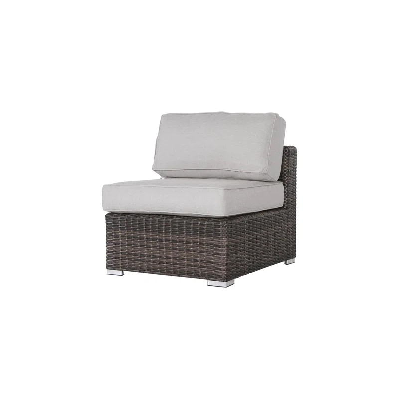 Living Source 8-Piece Wicker / Rattan Sectional Set w/ Firepit in Espresso
