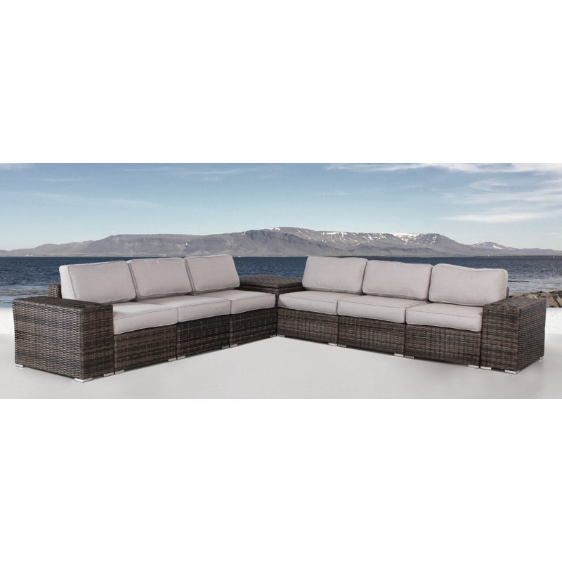 Living Source International 9-Piece Sectional Set with Cushions in Espresso