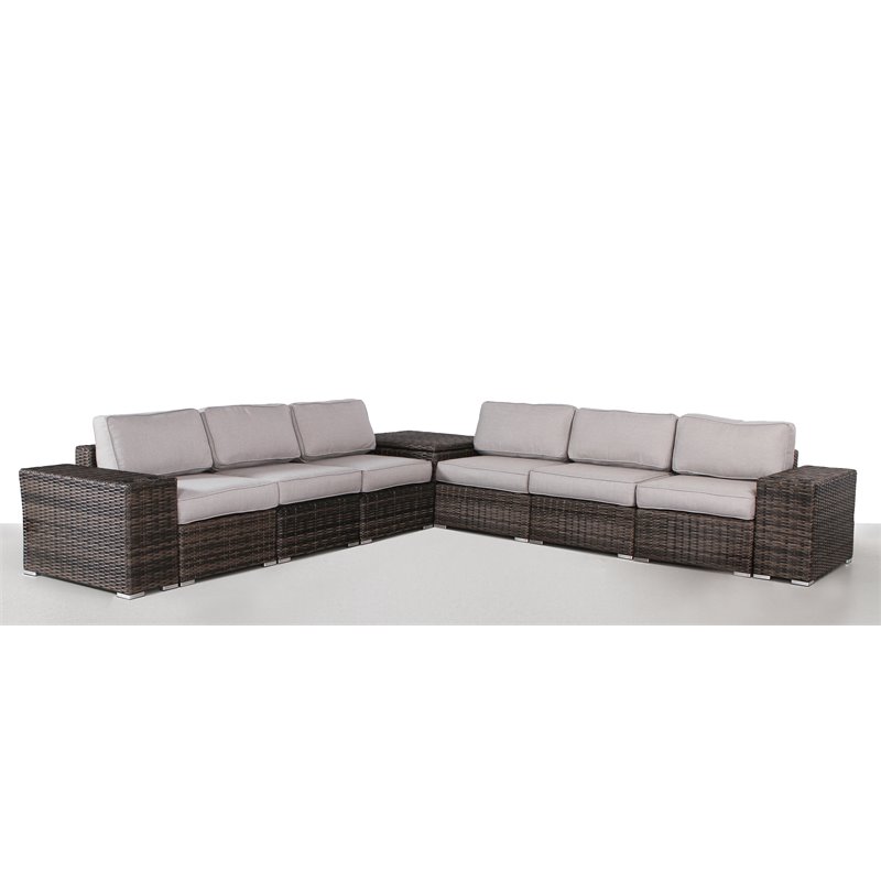 Living Source International 9-Piece Sectional Set with Cushions in Espresso