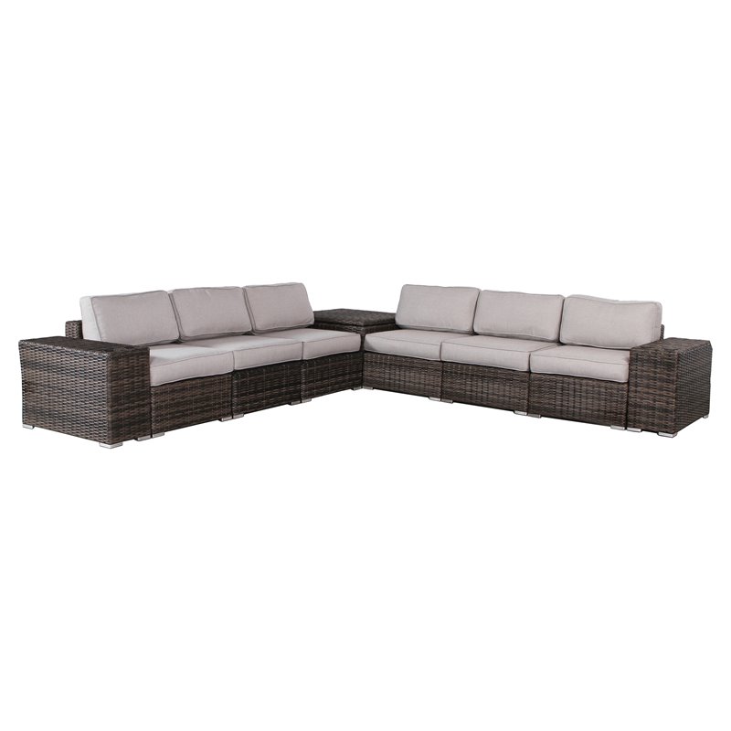 Living Source International 9-Piece Sectional Set with Cushions in Espresso