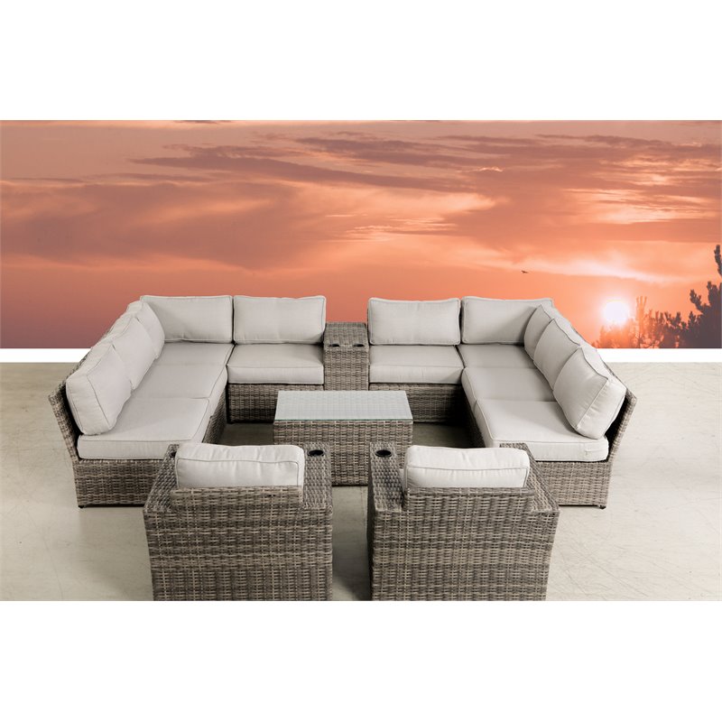 Living Source International 12-Piece Sectional Seating Group w/Cushions in Gray