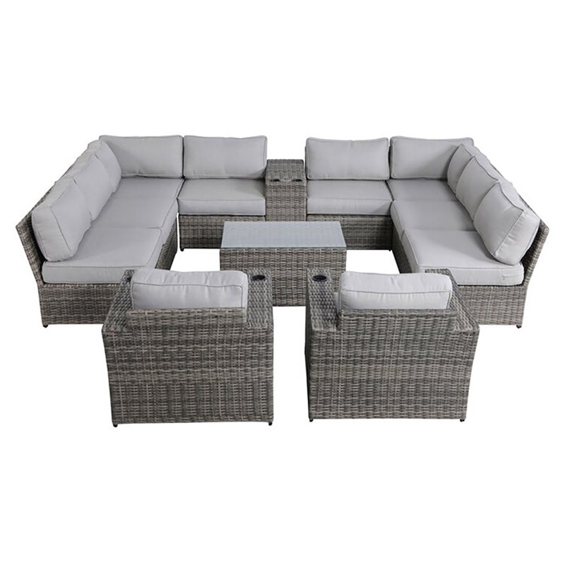 Living Source International 12-Piece Sectional Seating Group w/Cushions in Gray
