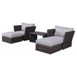 Living Source International 5-Piece Wicker/Rattan Sectional Group in Espresso