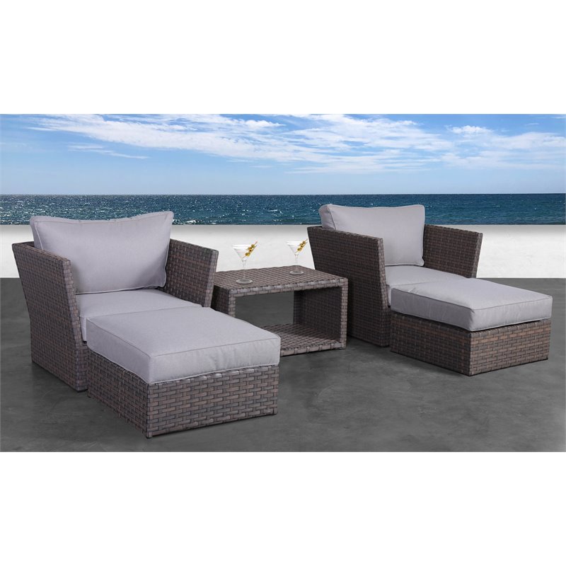 Living Source International 5-Piece Wicker/Rattan Sectional Group in Light Brown