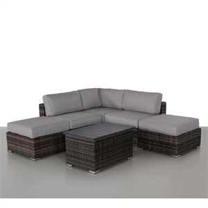 Living Source International 6-Piece Wicker / Rattan Sectional Set in Espresso
